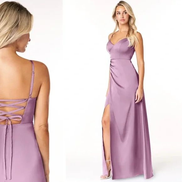 Azazie Satin Stretch Bridesmaid Dress - Picture 3 of 8
